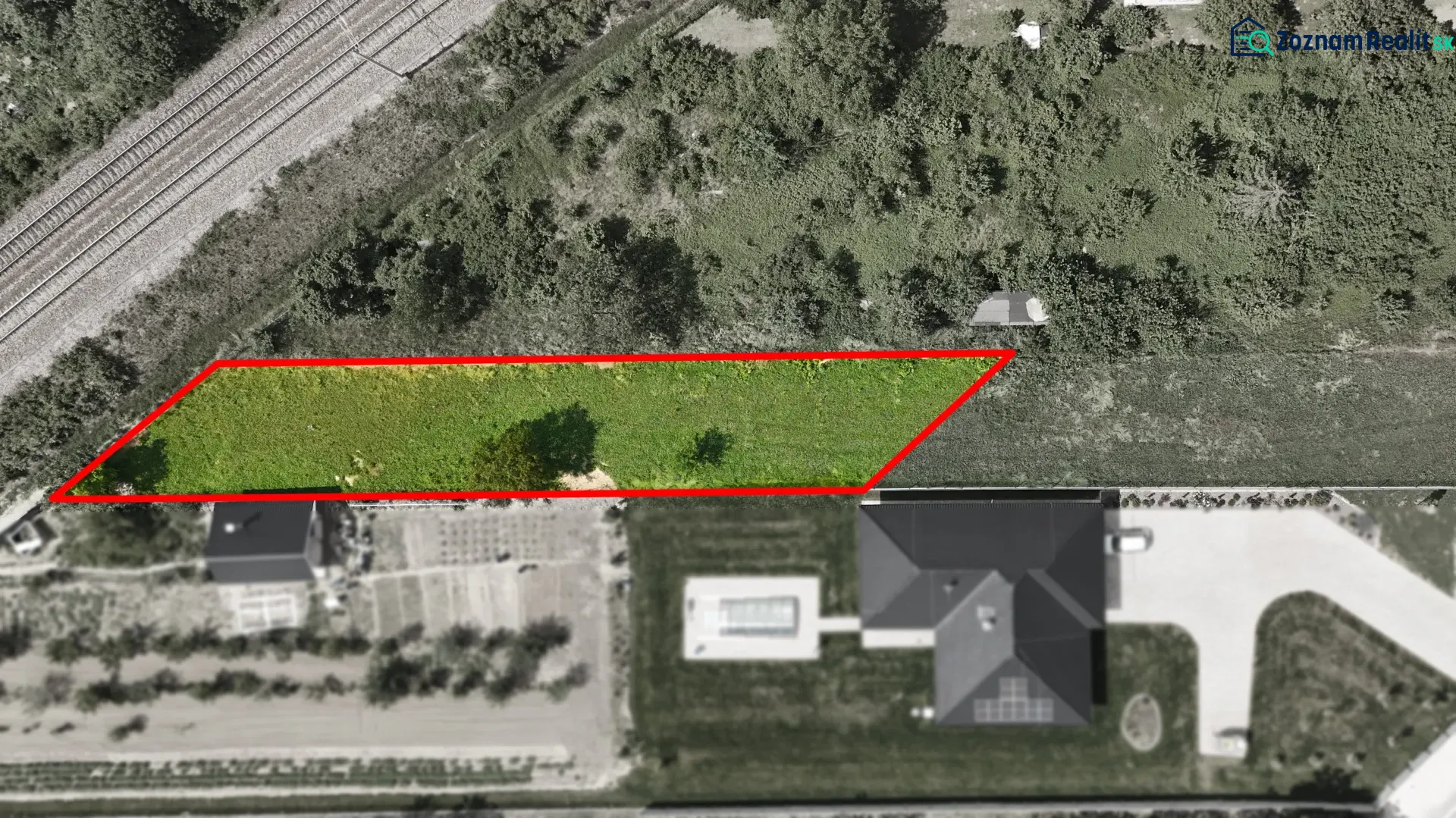 Aerial view of a residential plot in Nové Mesto nad Váhom.