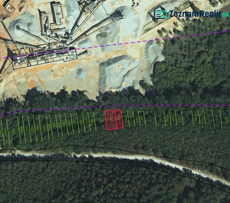 Aerial view of the industrial area and forests in Dvorníky - Včeláre, Záhrady.