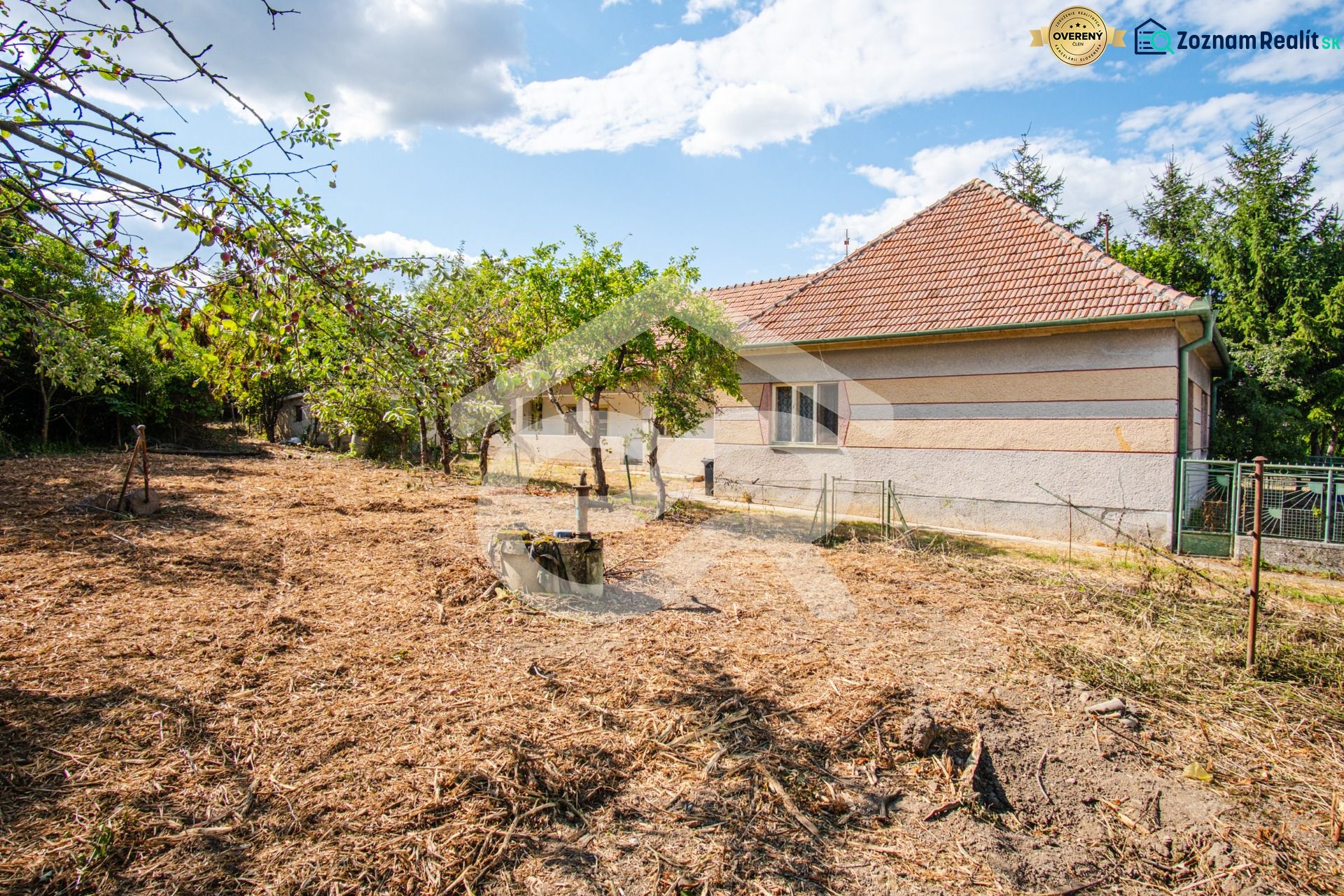 A family house in Kapince with a spacious garden featuring oriental trees and a well.