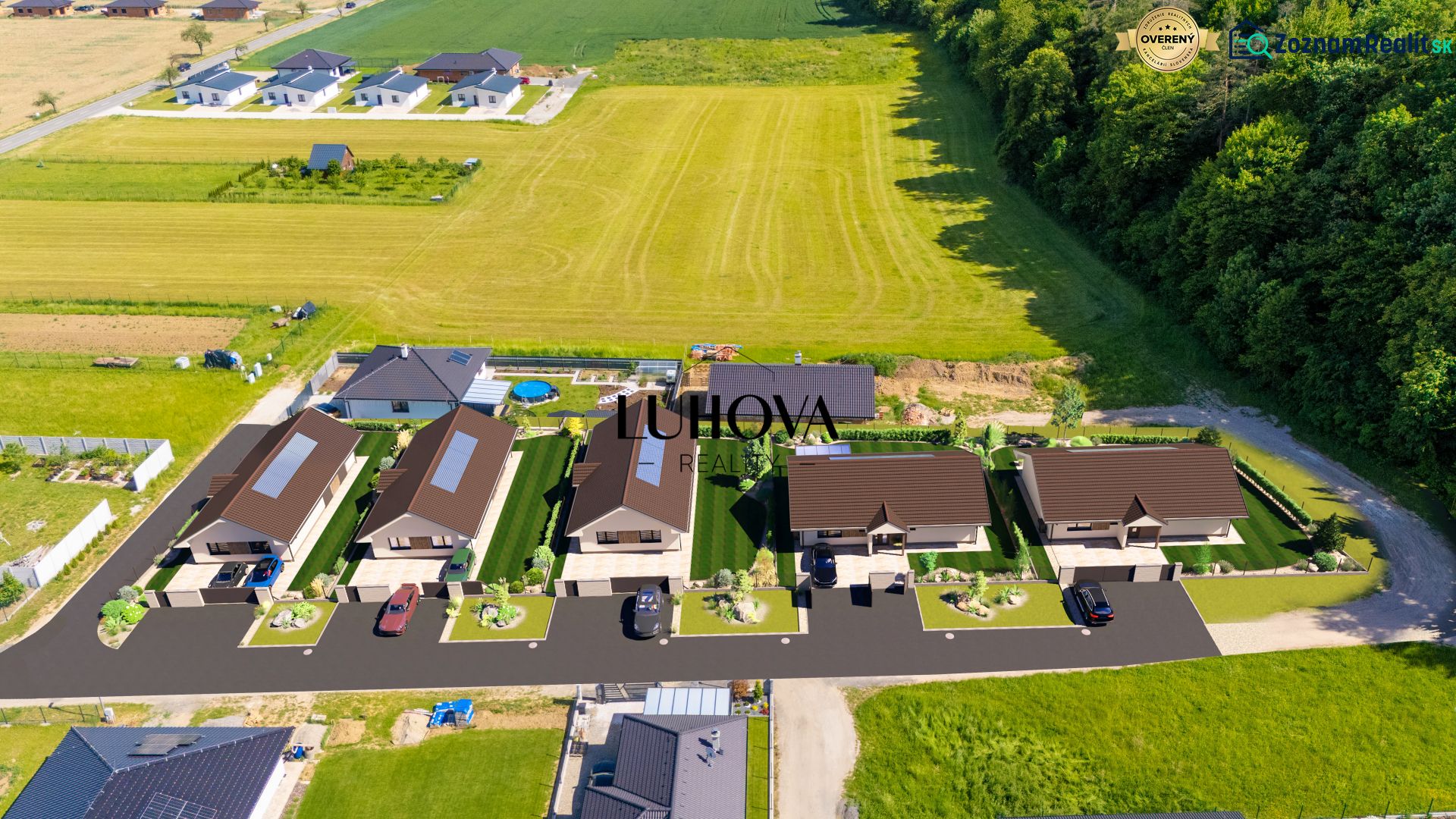 A family house in Tuchyňa on Tuchyňa Street surrounded by greenery and fields.
