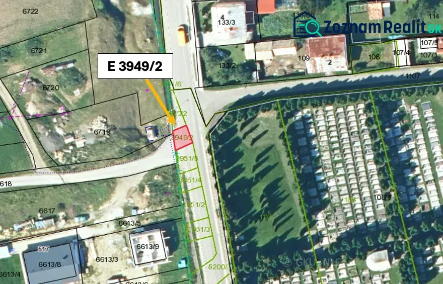 The cadastral map in Vyšné Ružbachy shows the division of plots of special properties.