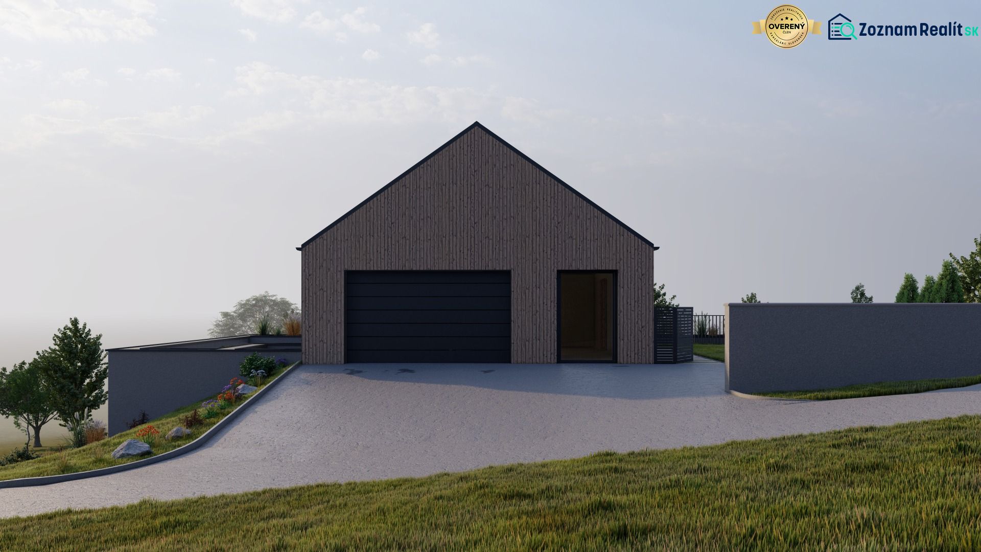 A family house in Staškov with wooden cladding and a simple roof.