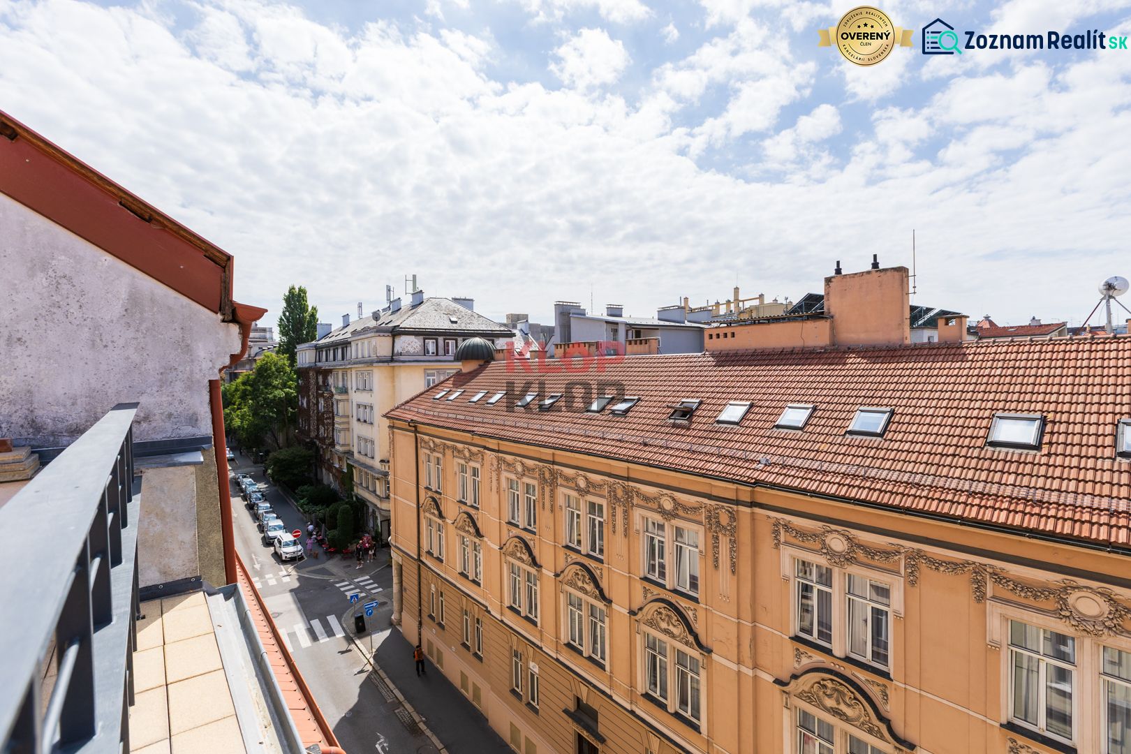 View of Klemensova Street in Bratislava - Old Town from the balcony of a 5 or more room apartment.