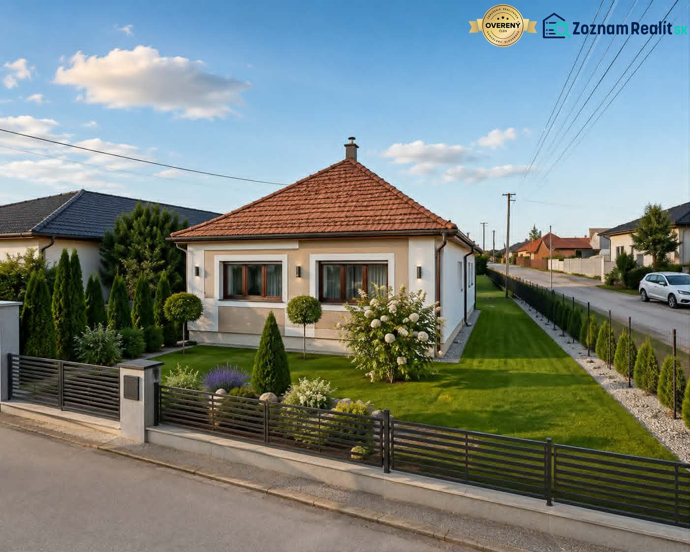 A family house on Dvorčanská Street in Dolné Krškany with a well-maintained garden and a gazebo.