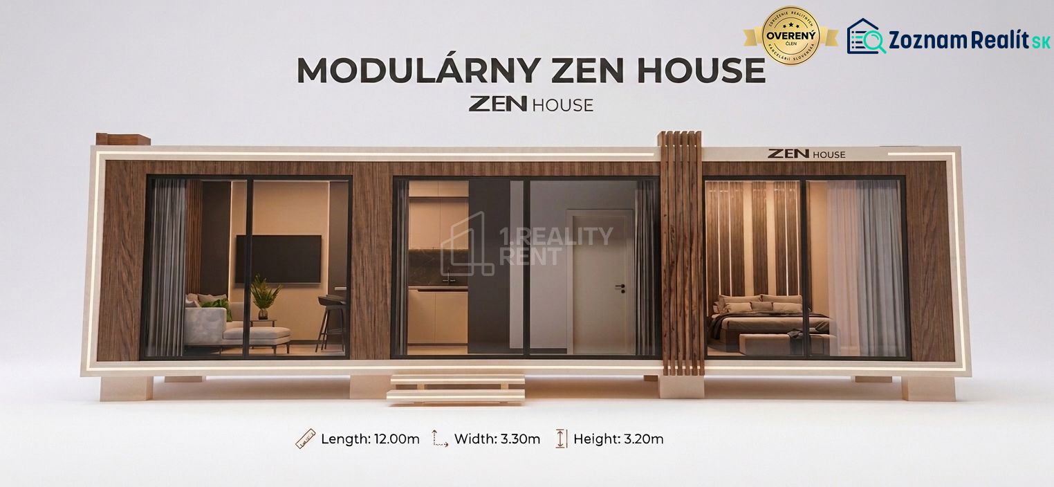 Modular Zen House with glass doors and wooden decor for a family home in Kysucké Nové Mesto.