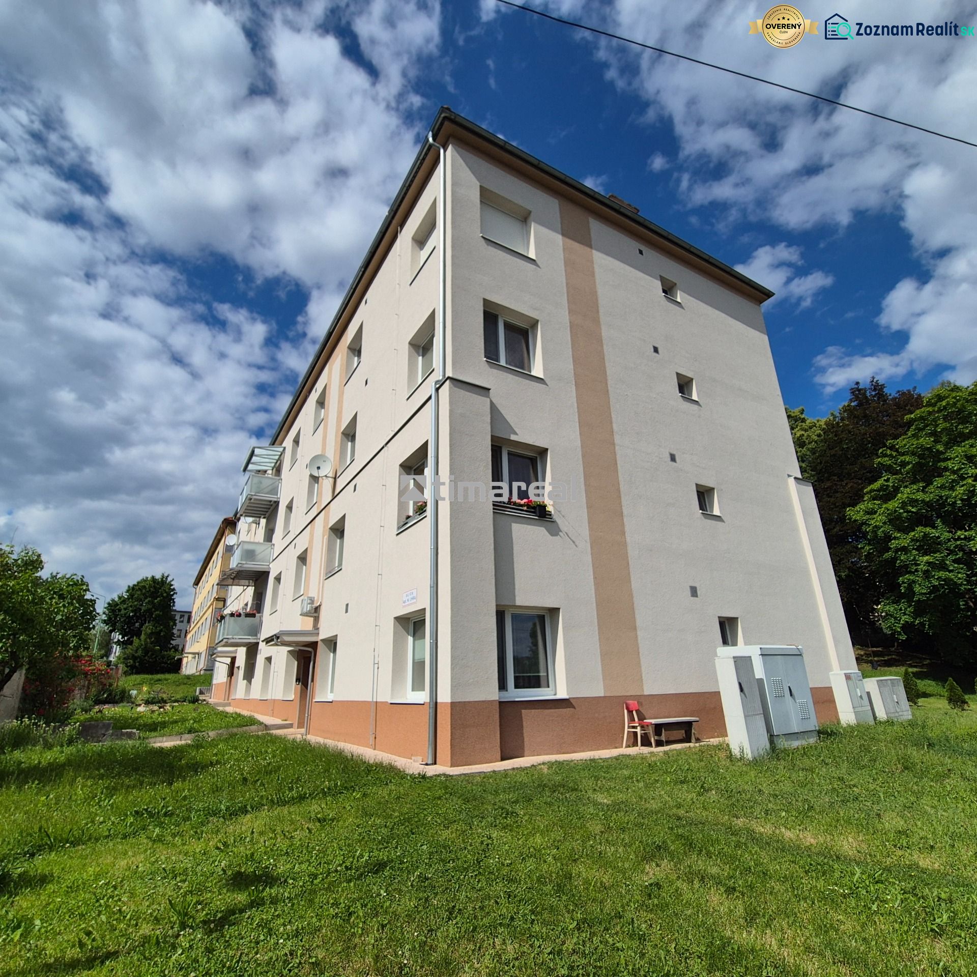 Apartment building on Kpt. Uhra Street in Myjava with a well-maintained lawn.