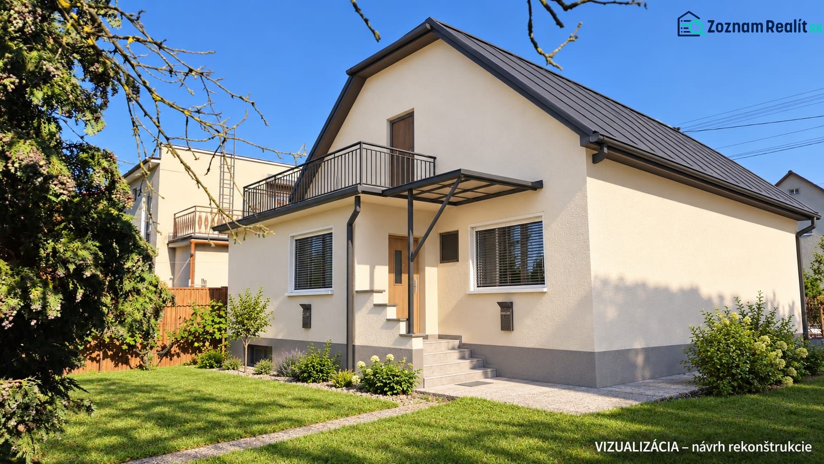 A family house on Družstevná Street in Dubnica nad Váhom surrounded by a well-maintained garden.