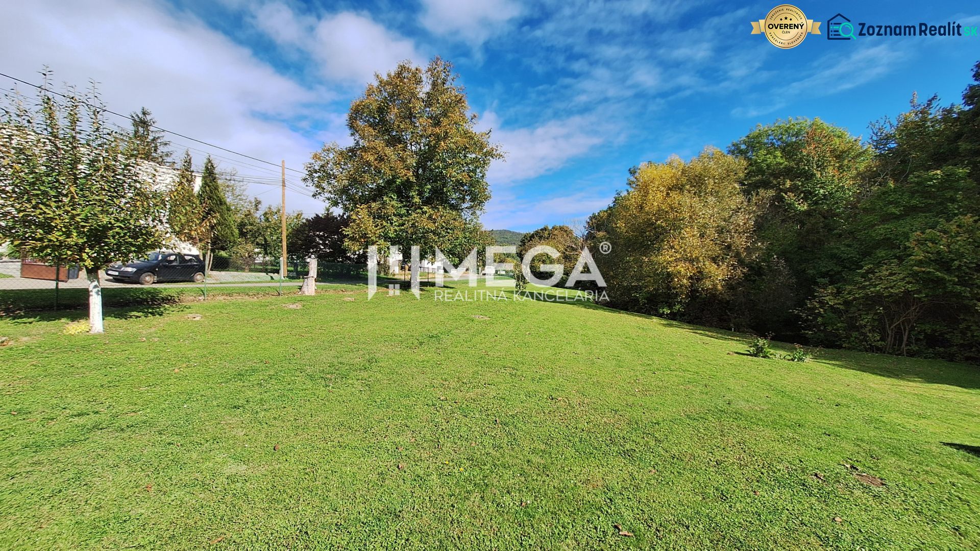 A grassy plot for living in the town of Staré on Staré Street, surrounded by trees.