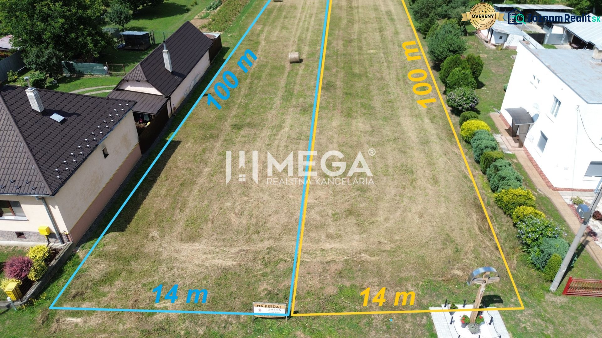 Aerial view of residential plots in Jasenov, ideal for building a house.