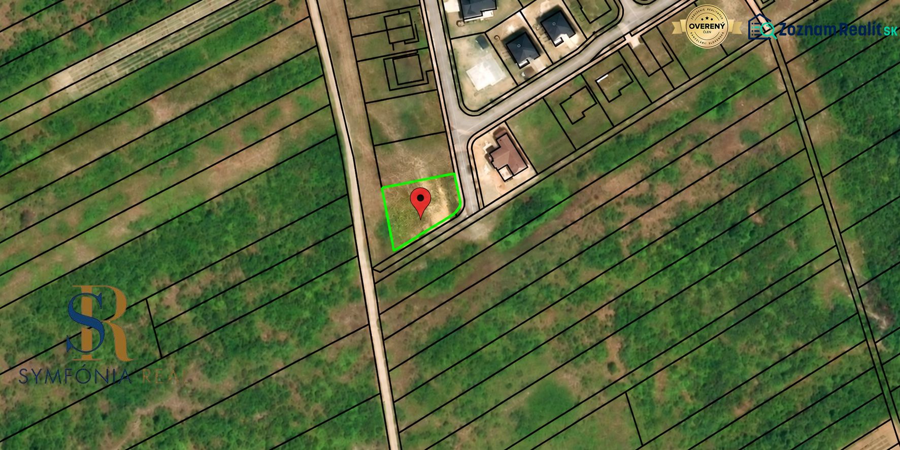 Aerial view of residential plots in the Malagová area, Modra.