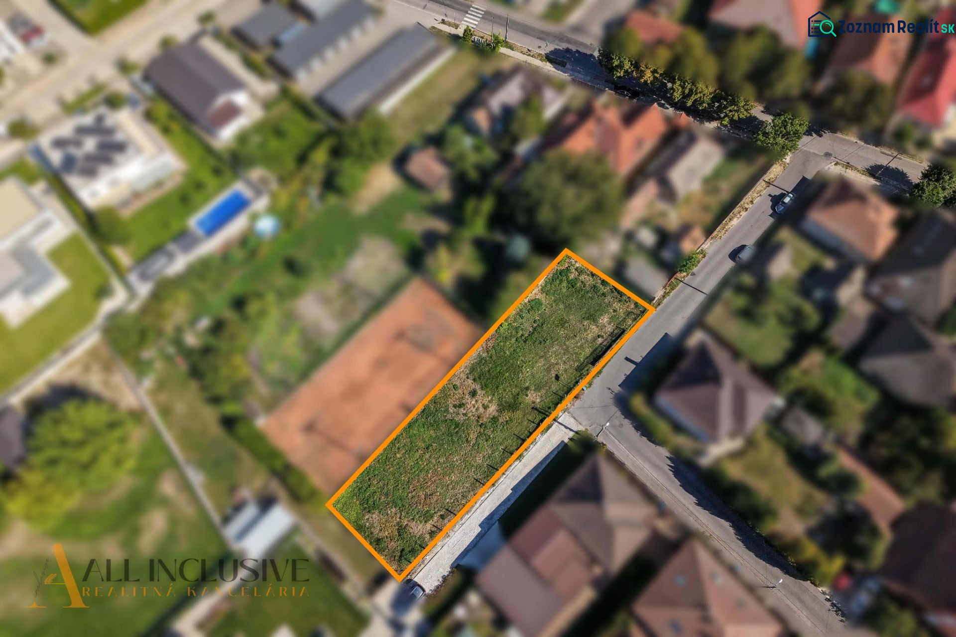 Aerial view of a residential plot in Malé Blahovo, Dunajská Streda.