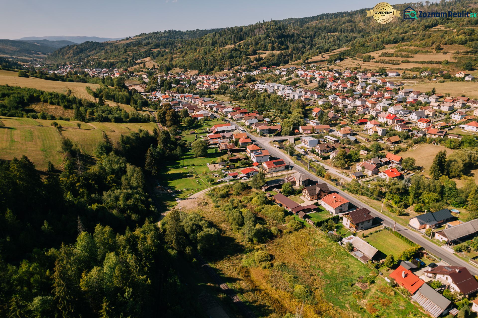 Aerial view of plots - housing in Čierny Balog on Švermova Street.