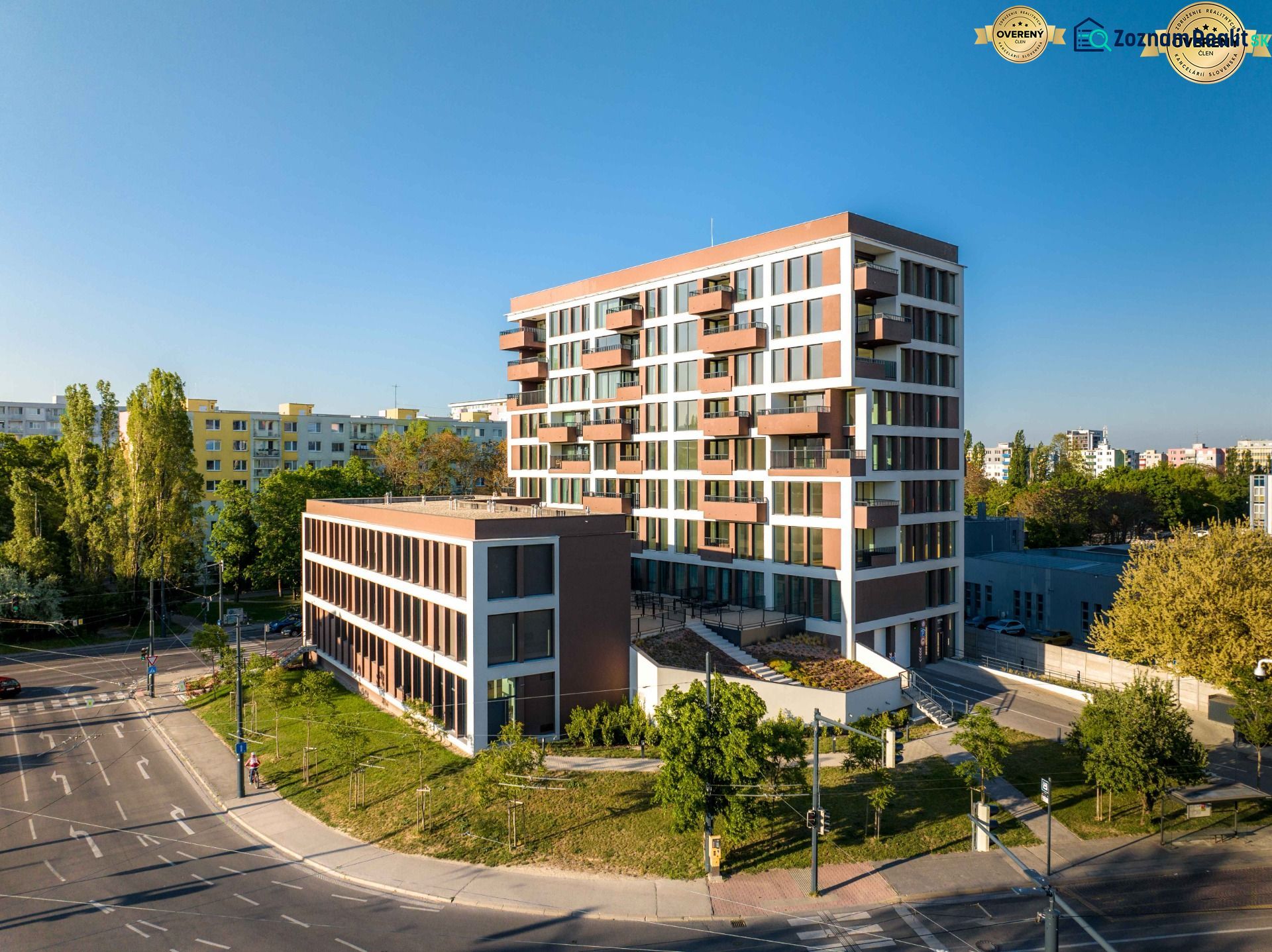 Apartment construction on Mierová Street in Bratislava - Ružinov, modern architecture with balconies.
