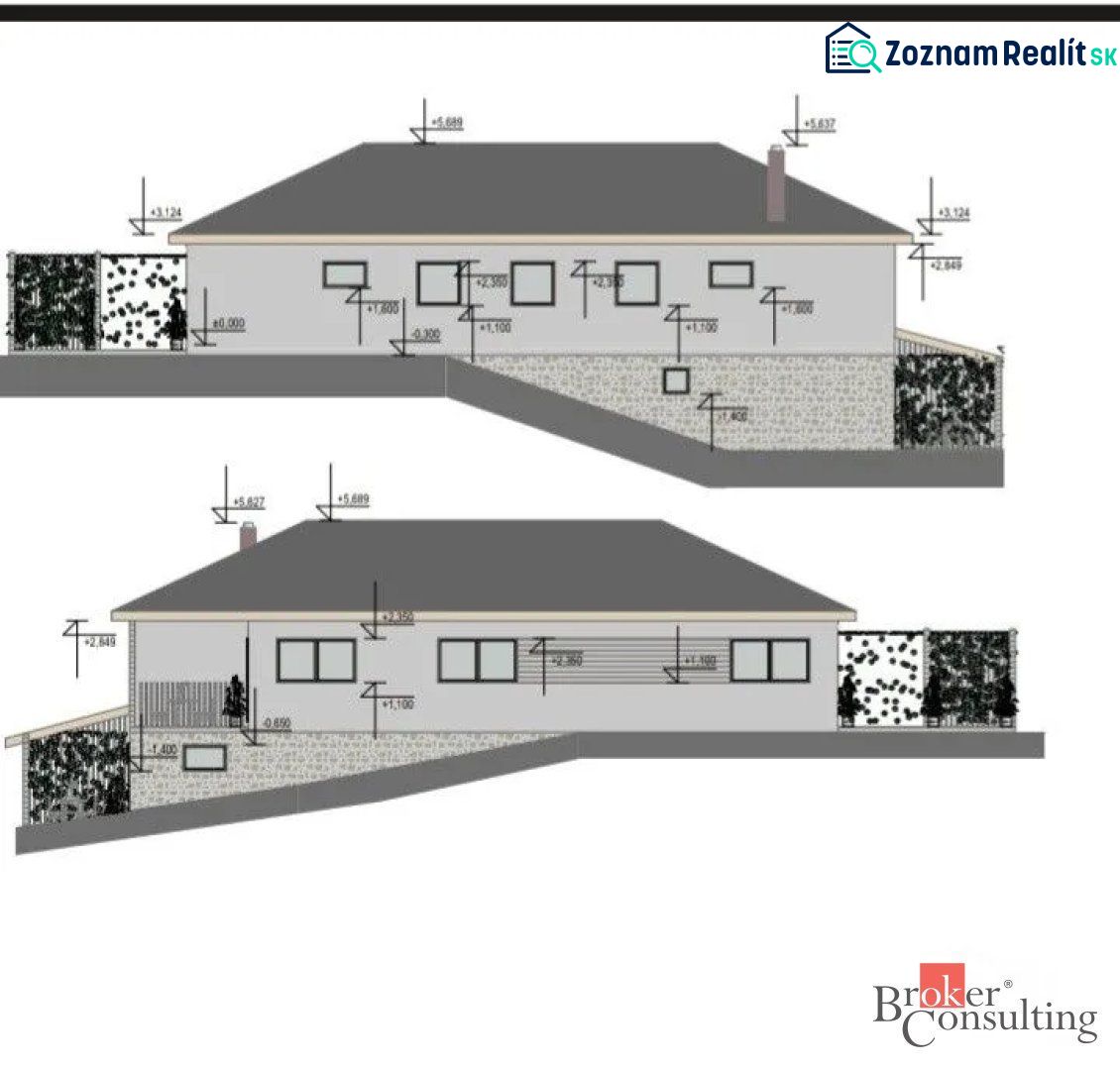 House design floor plan with dimensions for plots - living in Detva.