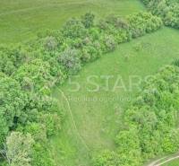 A meadow with a house surrounded by a forest on recreational land in Kostolná-Záriečie.