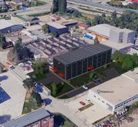 Warehouses and halls on Južná trieda in Košice, Juh district with a new building.