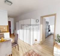 A kitchen in a 2-room apartment with a sink, dining table, and television.