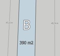 Plan of the plot marked as B with an area of 390 m² on Recreational lands.