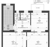 Floor plan of the 3rd floor of a family house with a kitchenette and three rooms.