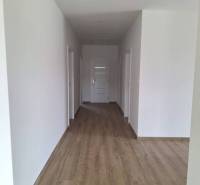 Hallway on Ady's Street in a family house with wooden flooring and white walls.