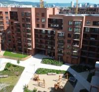 A new building with a children's playground on Košická Street in Bratislava, Nivy district.