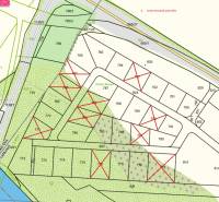 A map of residential plots in Podtureň with marked reserved parcels.