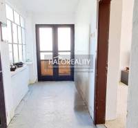 A hallway in a family house with double doors and a side window.