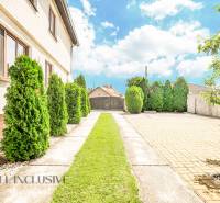 A family house in the town of Sap with a driveway lined with green shrubs.