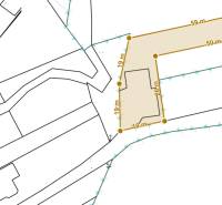 Map of residential plots in Visolaje with marked dimensions and parcels.