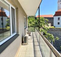The balcony of a 2-room apartment on Palisády in Bratislava - Old Town with a view of the fortifications.