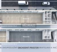 Floor plan of a two-story commercial space in Rača with an office and a store.