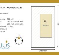 Building plot Senec Južná Brána for residential use: area 602 m², orientation, buildability, number of floors.