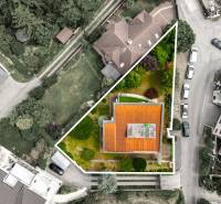 Aerial view of a villa in Bratislava, Koliba, on Čremchová Street, surrounded by greenery.