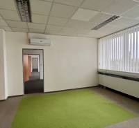 A spacious office with air conditioning, green carpet, and large windows on Drieňová in Ružinov.