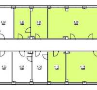 Floor plan of offices for rent, Bratislava - Ružinov, Drieňova Street.