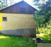 A cottage in Drienica surrounded by greenery, with a fireplace and simple rustic design.