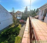 View from the terrace of a family house in Plavecký Štvrtok, overlooking the garden.