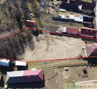 Aerial view of a family house in Nová Sedlica with the marked plot.