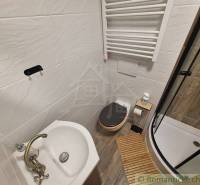 Compact bathroom with a modern shower and elegant sink in a family house.
