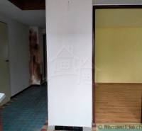 Entrance to a family house with a bright room, wooden floor, and tiles.