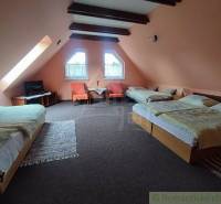 Attic room with four beds in a family house, TV, private atmosphere, skylight.