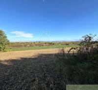 A wide panorama shows agricultural and forest lands, fields, bushes, and a blue sky.