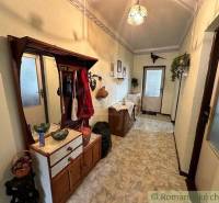 A hallway with furniture, a mirror, decorations, and an entrance, typical for an old family house.