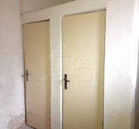 Two closed doors in an interior, a room likely in a family house or basement.