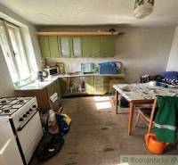 Country kitchen, stove, green cabinet, wooden floor, dining table, family house.
