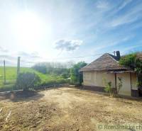 A sunny summer day, a cottage and a grassy garden surrounded by nature and trees.