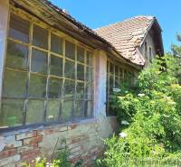 An old house with a damaged roof, windows, and overgrown with greenery suggests neglect of the building.