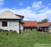 A country cottage on a grassy plot in nature, with a wooden roof and stone walls of a family house.