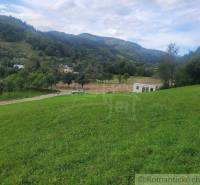 The image shows a green meadow and gardens near hills with houses in the countryside.