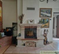 Traditional interior with a fireplace, paintings, and wooden furniture suitable for a family house.